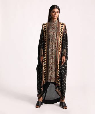 Black Full Bloom Kaftan Tunic Set 1