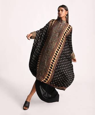 Black Full Bloom Kaftan Tunic Set 2