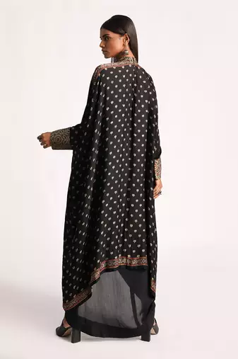 Black Full Bloom Kaftan Tunic Set