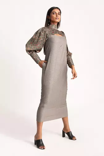 Black Modern Vintage Cut-Out Midi