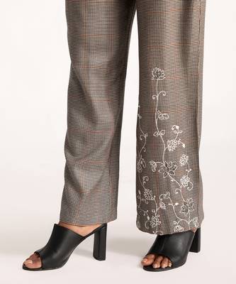 Black Embroidered Belted Houndstooth Jumpsuit 4
