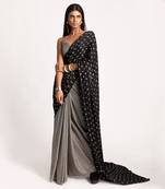 Black Vintage Lotus Saree