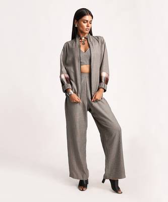 Black Vintage Houndstooth Checks Pants 1
