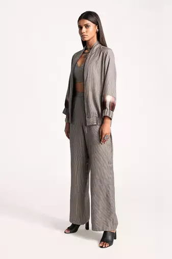 Black Vintage Houndstooth Checks Pants