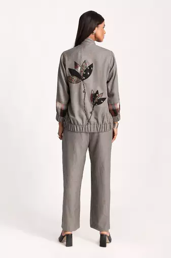 Black Vintage Houndstooth Checks Pants