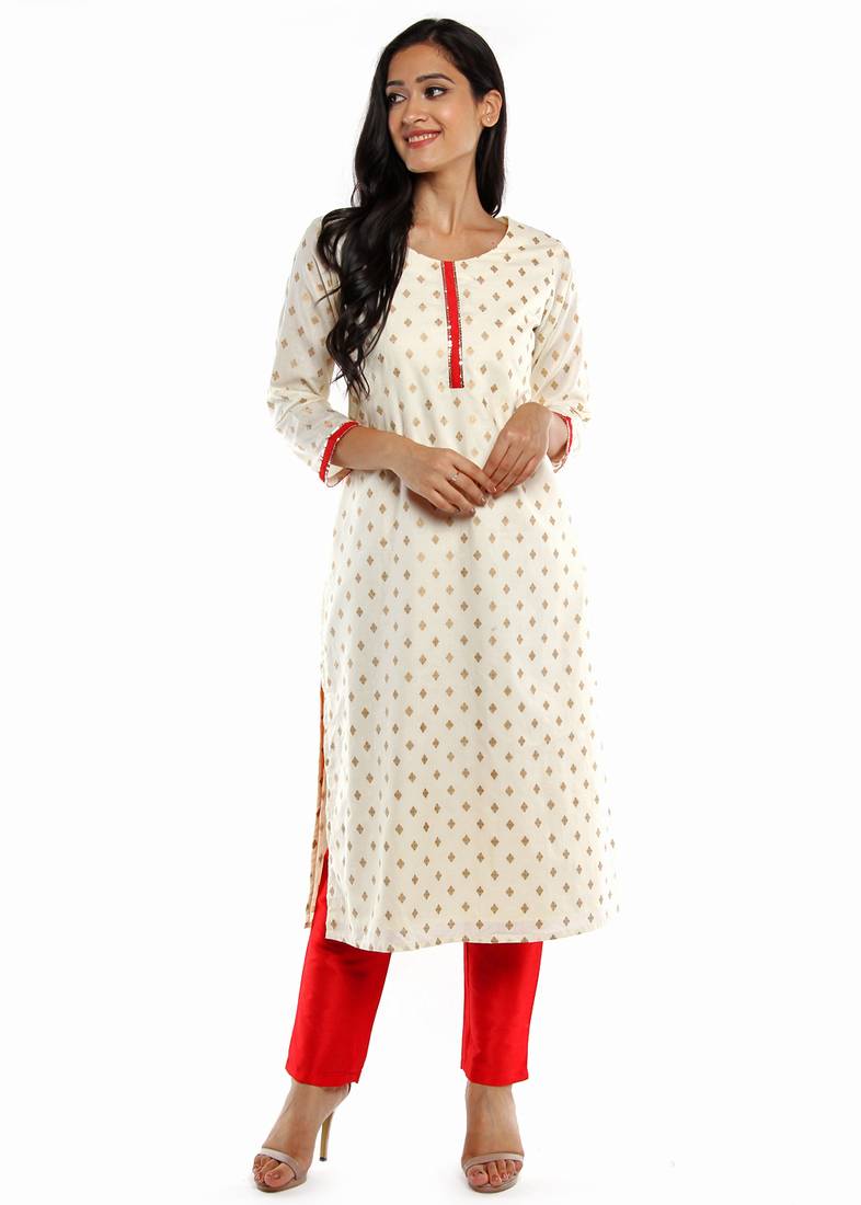 Diamond foil printed kurti & bottom set