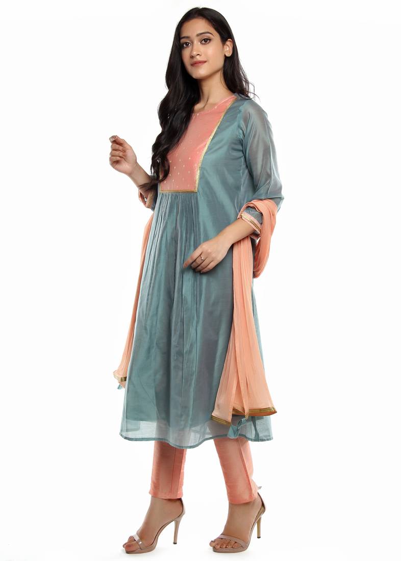 Green Kurti, dupatta & bottom set