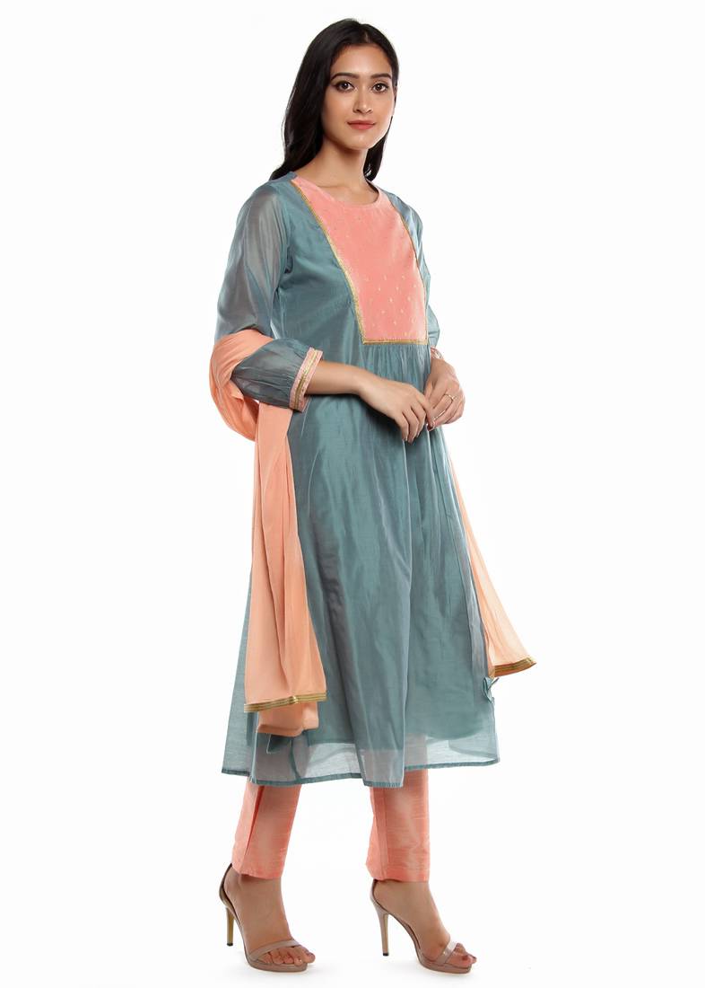 Green Kurti, dupatta & bottom set