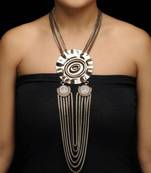 Enameled Clock Necpiece With Chain Fall