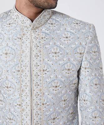Pigeon Blue Sherwani 3