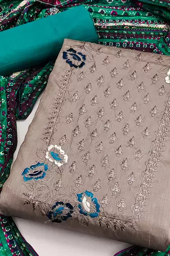 Coco silks and cotton ensemble unstitched dress material suit for women