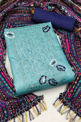 Coco silks and cotton ensemble unstitched dress material suit for women