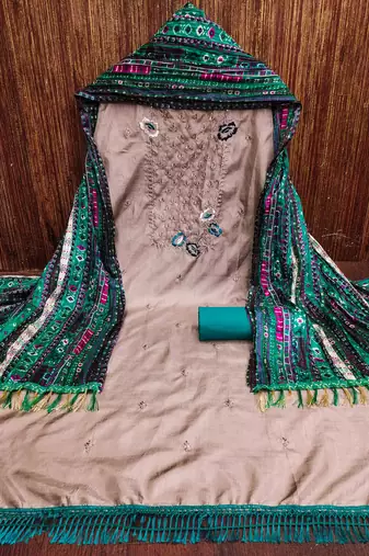 Coco silks and cotton ensemble unstitched dress material suit for women