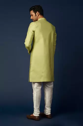 Parrot Green Emb. Achkan Set