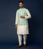 Mint Blue Emb. Kurta Jacket Set