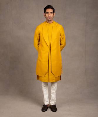 Mustard Embroidered Shrug Set 1