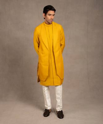 Mustard Embroidered Shrug Set 2