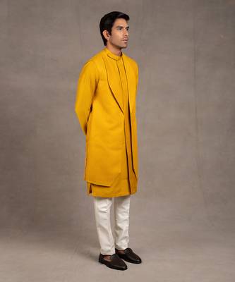 Mustard Embroidered Shrug Set 3