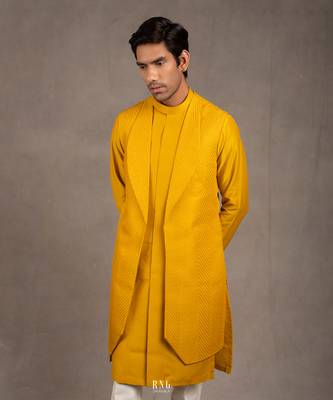 Mustard Embroidered Shrug Set 5