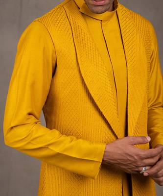 Mustard Embroidered Shrug Set 6