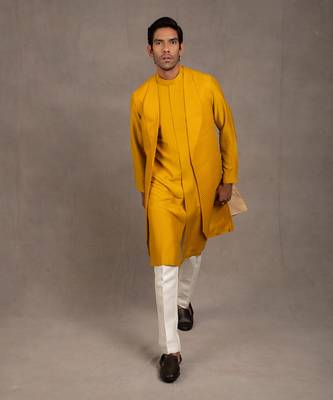 Mustard Embroidered Shrug Set 7