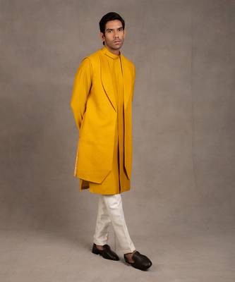 Mustard Embroidered Shrug Set 8