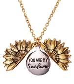 Mahi 'you are my sunshine' engraved hidden message silver golden sunflower pendant locket for women (ps1101854m)