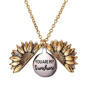 Mahi 'you are my sunshine' engraved hidden message silver golden sunflower pendant locket for women (ps1101854m) 3