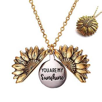Mahi 'you are my sunshine' engraved hidden message silver golden sunflower pendant locket for women (ps1101854m) 4