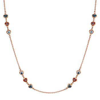 Mahi rose gold plated plated multicolor evil eye and heart necklace for women (ps1101861zmul) 1