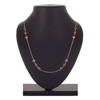 Mahi rose gold plated plated multicolor evil eye and heart necklace for women (ps1101861zmul) 2