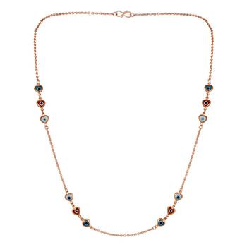 Mahi rose gold plated plated multicolor evil eye and heart necklace for women (ps1101861zmul) 3