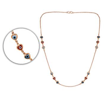 Mahi rose gold plated plated multicolor evil eye and heart necklace for women (ps1101861zmul) 4