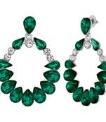 Mahi rhodium plated green and white shiny crystals luxurious dangler earrings for women (er1109832rgre)