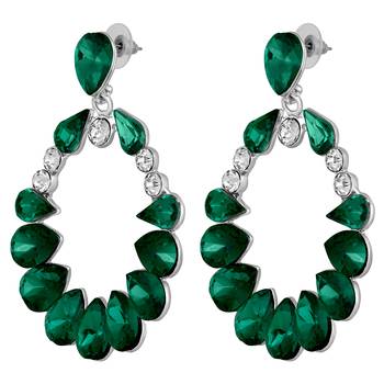 Mahi rhodium plated green and white shiny crystals luxurious dangler earrings for women (er1109832rgre) 3
