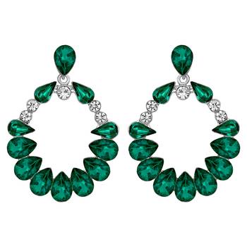 Mahi rhodium plated green and white shiny crystals luxurious dangler earrings for women (er1109832rgre) 4