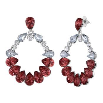 Mahi rose gold plated red and white shiny crystals luxurious dangler earrings for women (er1109831rred) 1