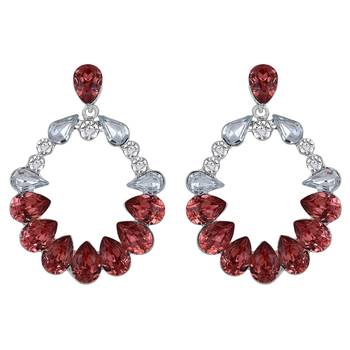 Mahi rose gold plated red and white shiny crystals luxurious dangler earrings for women (er1109831rred) 4