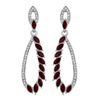 Mahi rhodium plated maroon and white sparkling crystals stunning dangler earrings for women (er1109829rmar) 4