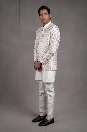 Ivory Embroidered Short Jacket Set