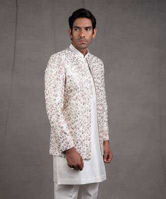 Ivory Embroidered Short Jacket Set 3