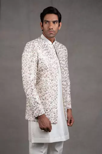 Ivory Embroidered Short Jacket Set