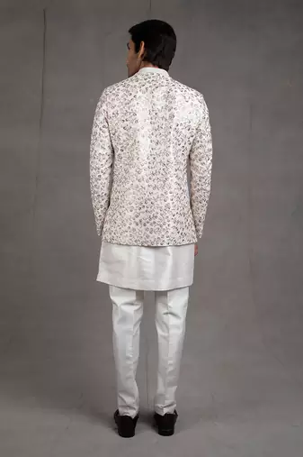 Ivory Embroidered Short Jacket Set