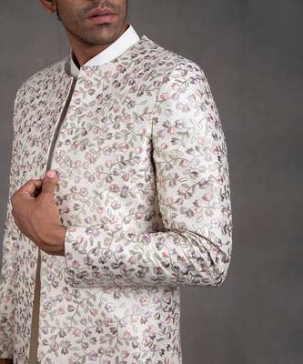 Ivory Embroidered Short Jacket Set 5