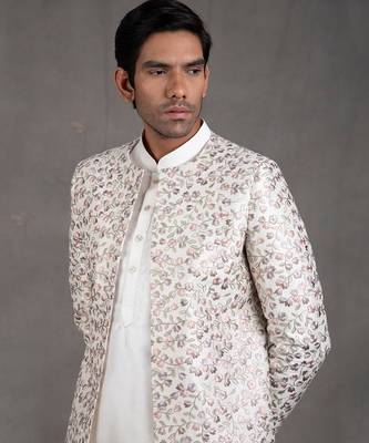Ivory Embroidered Short Jacket Set 6