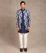 Midnight Blue Emroidered Short Jacket Set