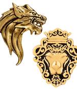 Mahi combo of lion face shaped brooch / lapel pin for mens (co1105582g)