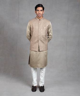 Sage Green Embroidered Kurta-Jacket Set 1