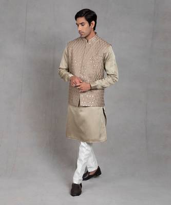 Sage Green Embroidered Kurta-Jacket Set 8