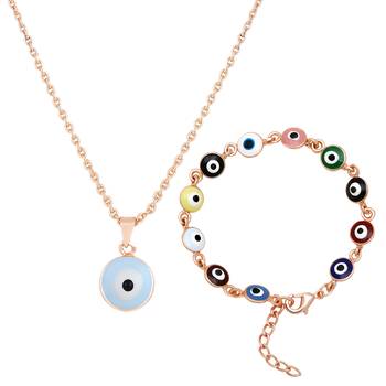 Mahi combo of evil eye pendant & bracelet with meenakari work for women (co1105592z) 1